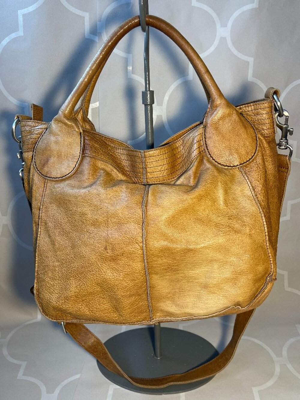 Liebeskind Berlin Camel Leather Tote Bag Soft Pebbled Leather